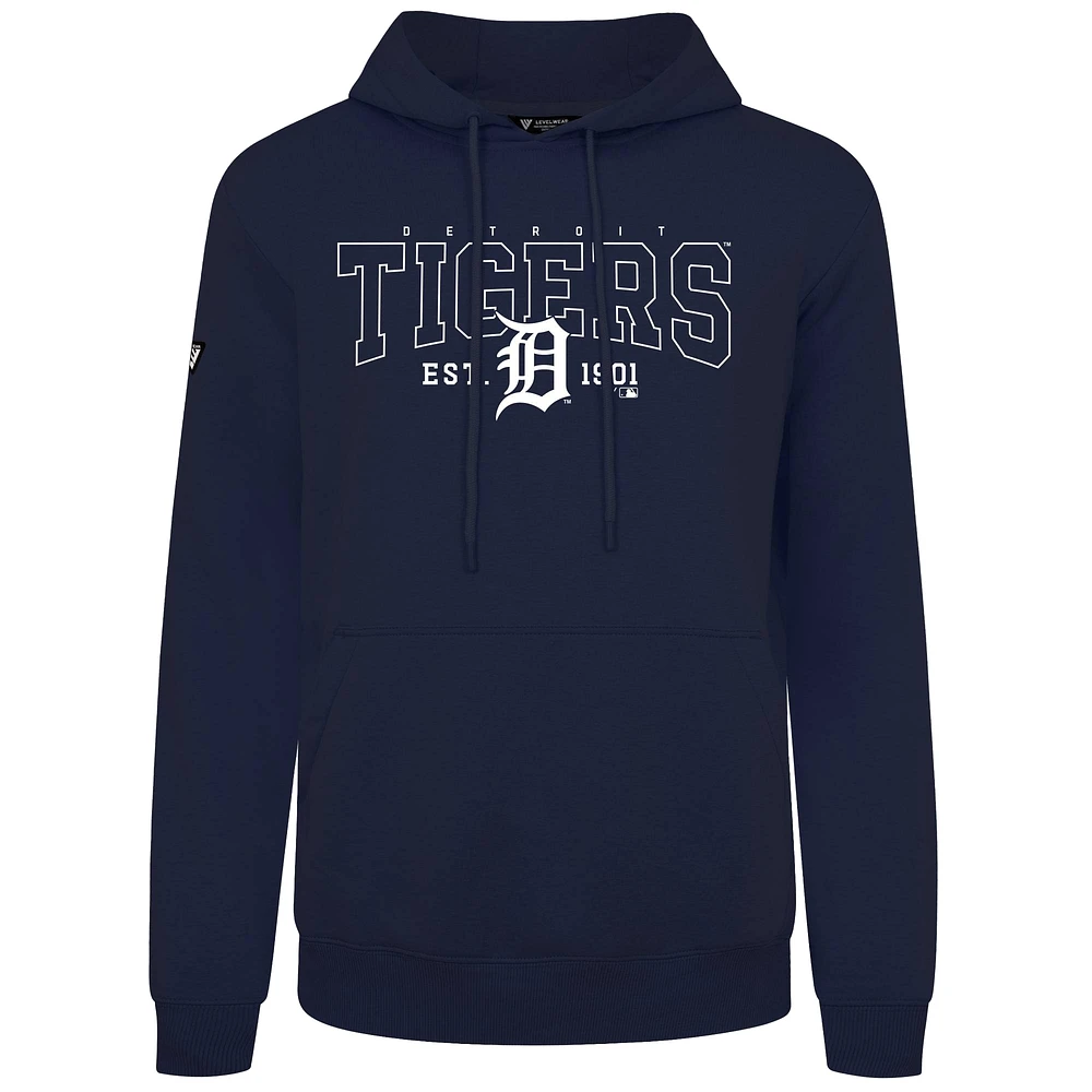 Sweat à capuche bleu marine pour homme Levelwear Detroit Tigers Accolade Podium Textbook