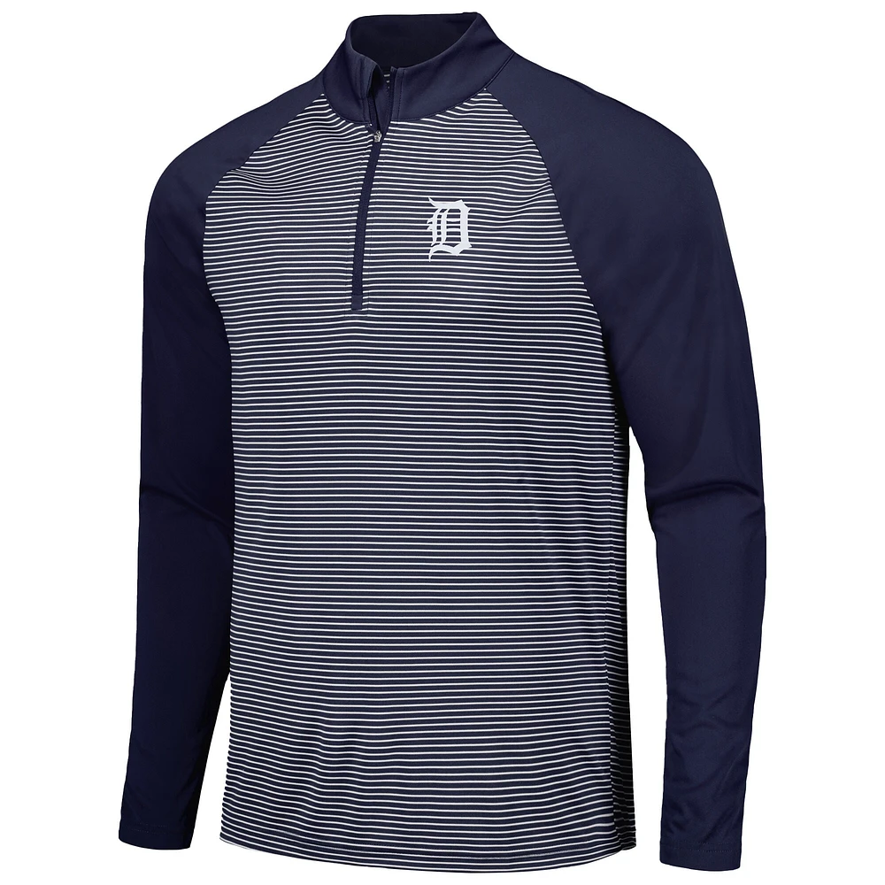 Haut à rayures raglan et quart de zip pour homme Detroit Tigers Charter bleu marine Levelwear