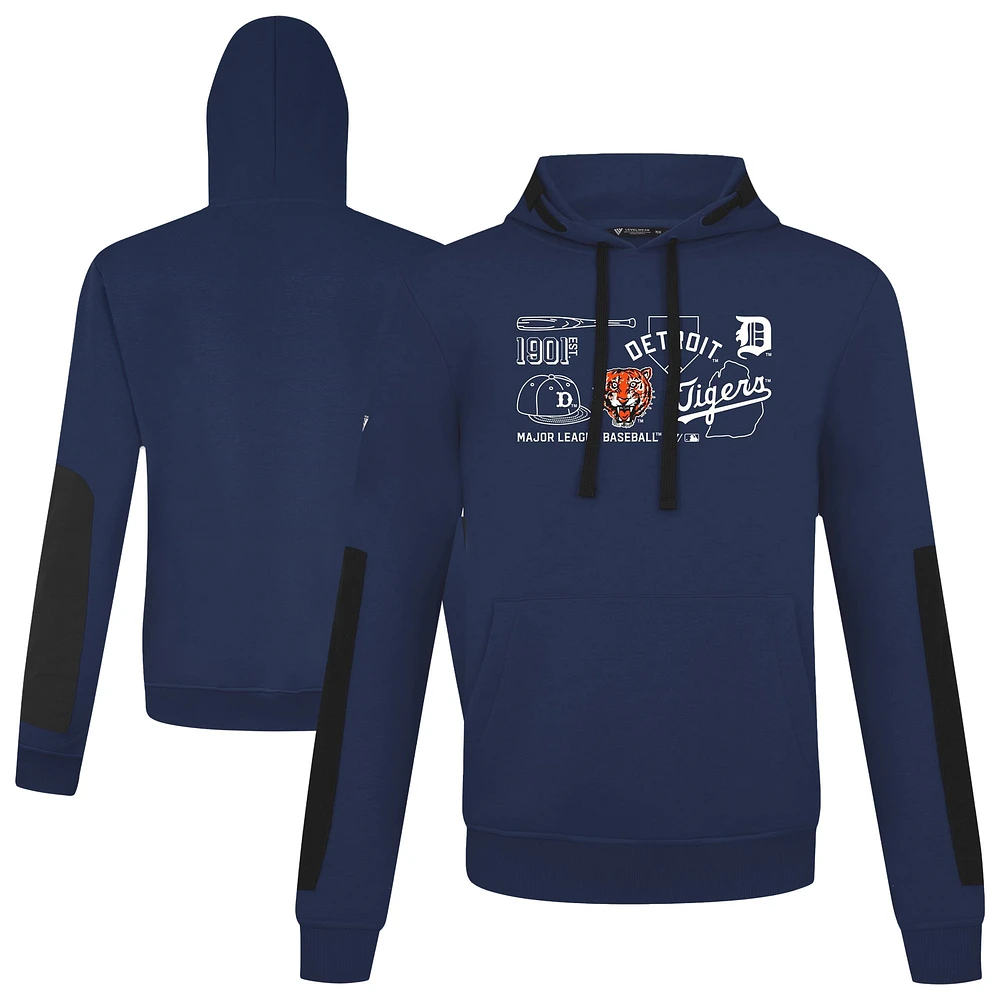 Sweat à capuche bleu marine pour homme Levelwear, collection Cooperstown, Bombay Campaign, Detroit Tigers