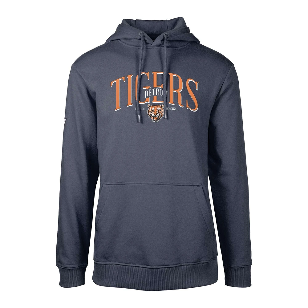 Men's Levelwear Navy Detroit Tigers Cooperstown Collection Podium Retro Pullover Hoodie