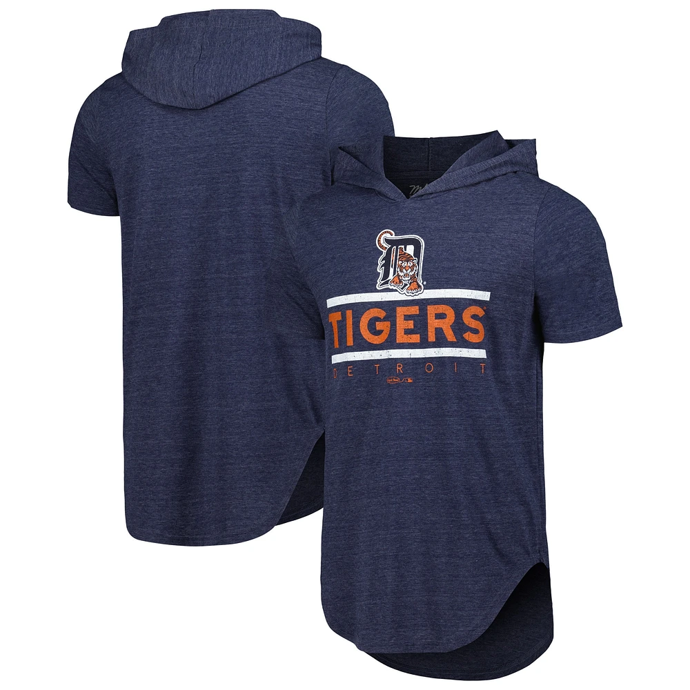 Men's Majestic Threads Navy Detroit Tigers Tri-Blend Hoodie T-Shirt