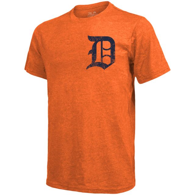 Majestic Threads orange Detroit Tigers Throwback Logo T-shirt triple mélange pour homme