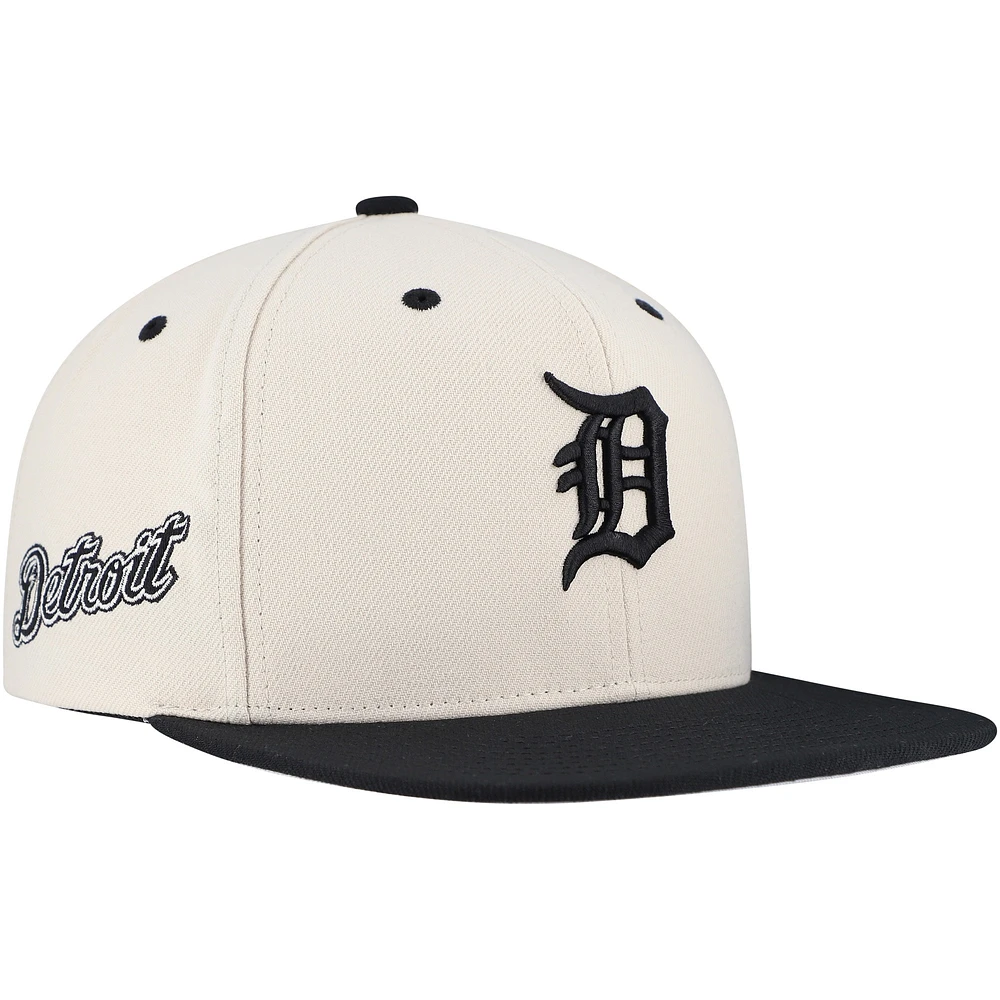 Casquette snapback Detroit Tigers de couleur crème Mitchell & Ness pour homme