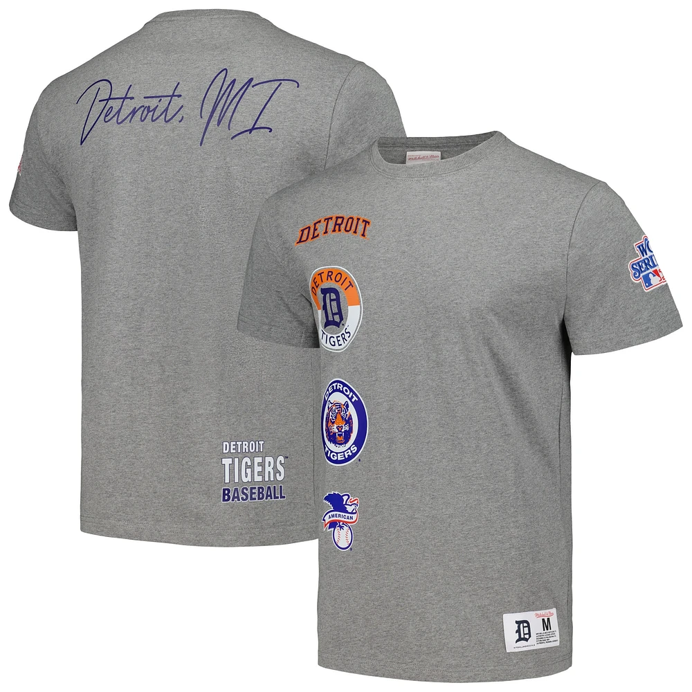 Men's Mitchell & Ness Heather Gray Detroit Tigers Cooperstown Collection City T-Shirt