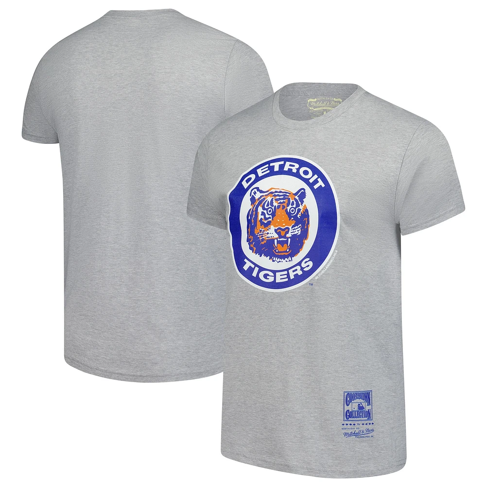 T-shirt gris chiné avec logo de la collection Cooperstown des Detroit Tigers Mitchell & Ness pour homme