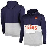 Men's Navy/White Detroit Tigers Big & Tall Fleece Half-Zip Hoodie