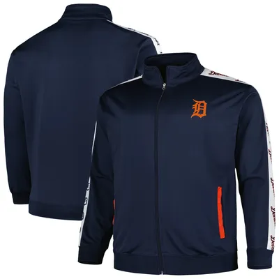 Detroit Tigers Big & Tall Tricot Track Full-Zip Jacket - Navy