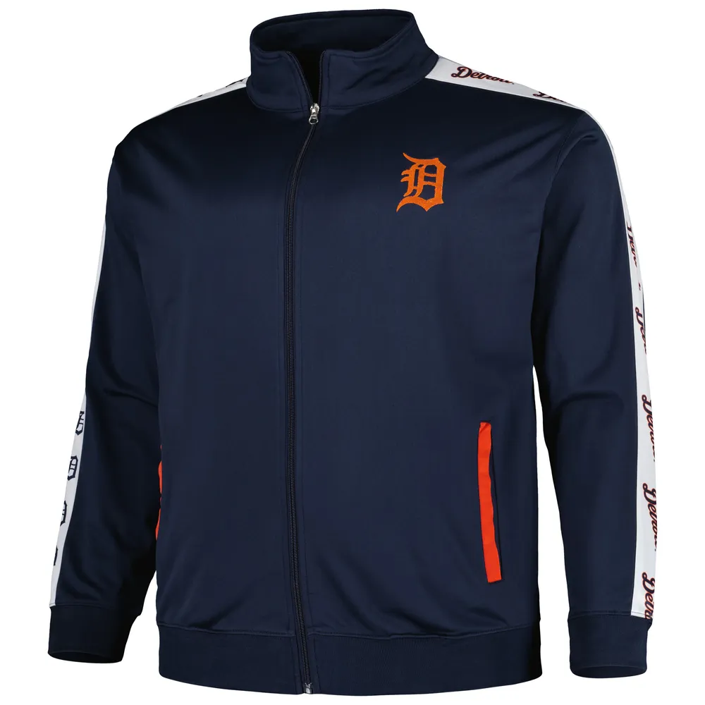 Veste de survêtement en tricot à fermeture éclair pour homme Detroit Tigers Big & Tall bleu marine