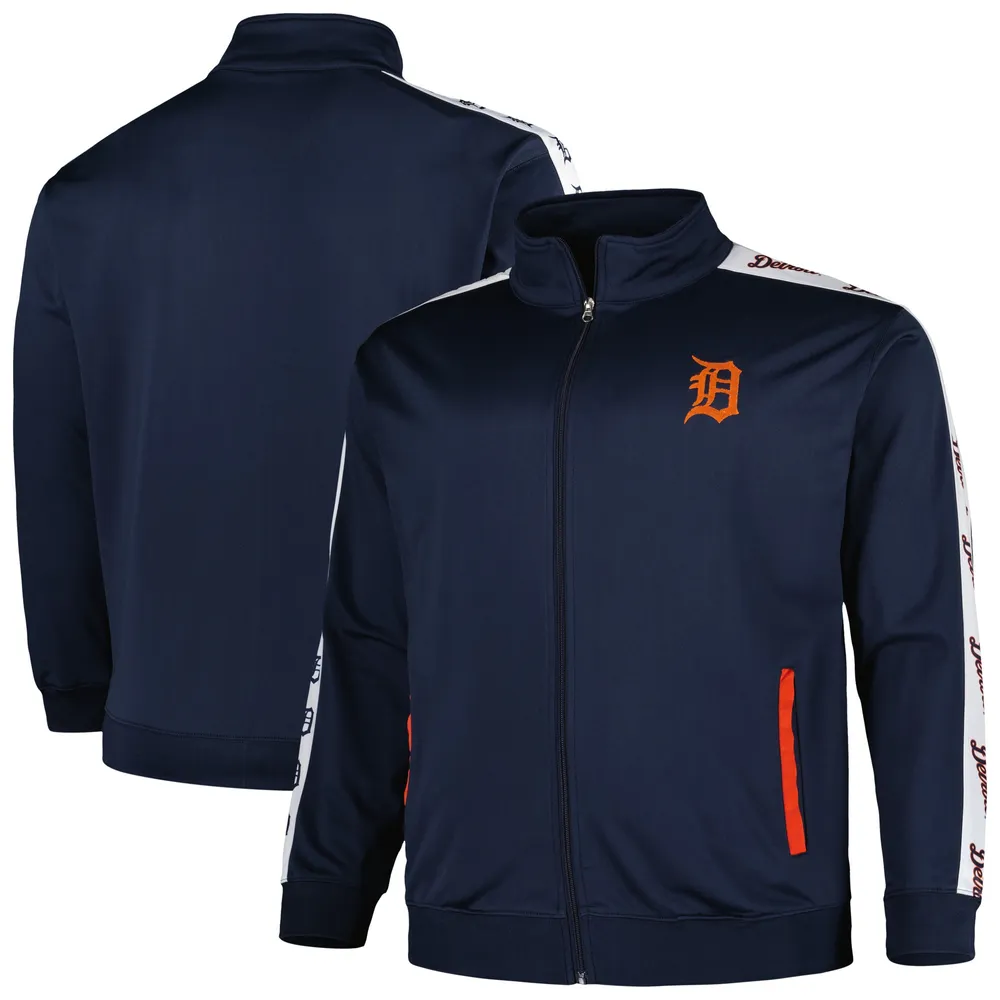 Veste de survêtement en tricot à fermeture éclair pour homme Detroit Tigers Big & Tall bleu marine