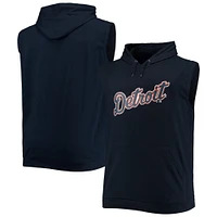 Sweat à capuche sans manches Muscle Detroit Tigers pour homme bleu marine