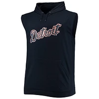 Men's Navy Detroit Tigers Jersey Muscle Sleeveless Pullover Hoodie