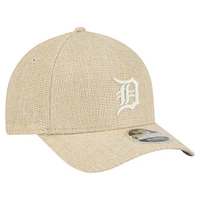 Men's New Era Beige Detroit Tigers Cotton Weave M-Crown A-Frame 9FORTY Adjustable Hat