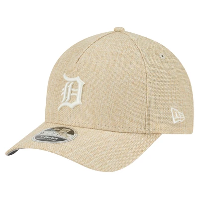 Men's New Era Beige Detroit Tigers Cotton Weave M-Crown A-Frame 9FORTY Adjustable Hat