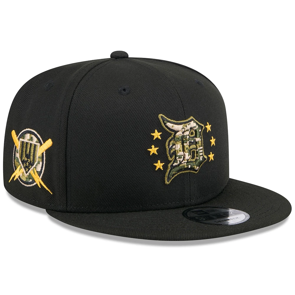 Casquette Snapback 9FIFTY pour la Journée des Forces armées 2024 des Detroit Tigers New Era noire pour homme