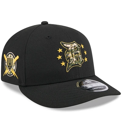 Casquette Snapback 9FIFTY à profil bas pour la Journée des Forces armées 2024 des Detroit Tigers New Era noire pour hommes