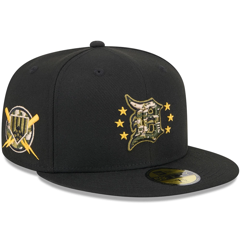 Casquette ajustée 59FIFTY pour la Journée des forces armées 2024 New Era noire Detroit Tigers hommes