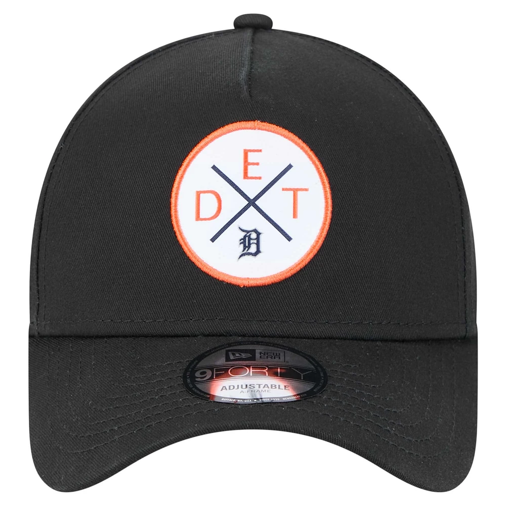 Casquette ajustable New Era 9FORTY A-Frame noire Detroit Tigers pour homme