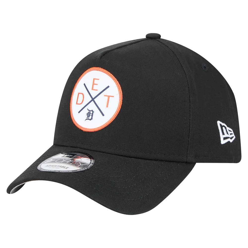 Casquette ajustable New Era 9FORTY A-Frame noire Detroit Tigers pour homme