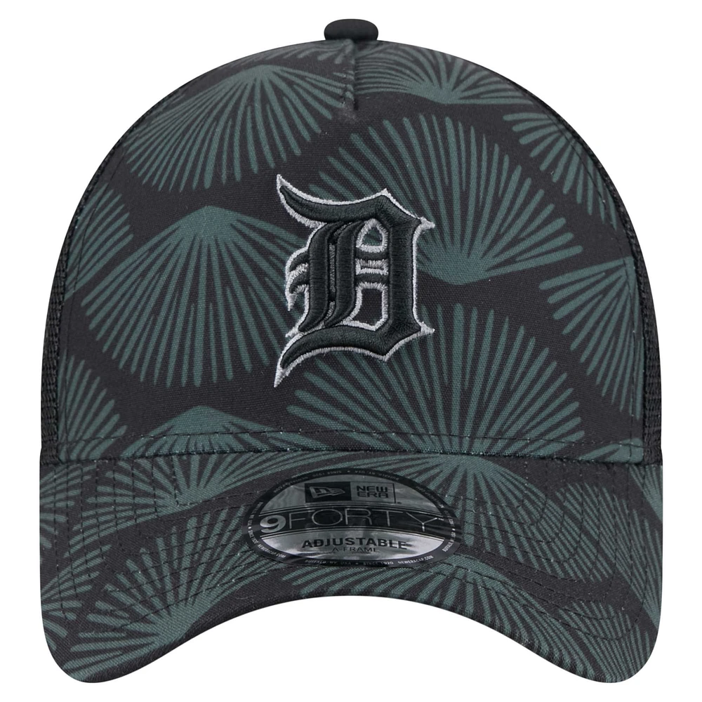 Men's New Era  Black Detroit Tigers 9FORTY A-Frame Trucker Adjustable Hat