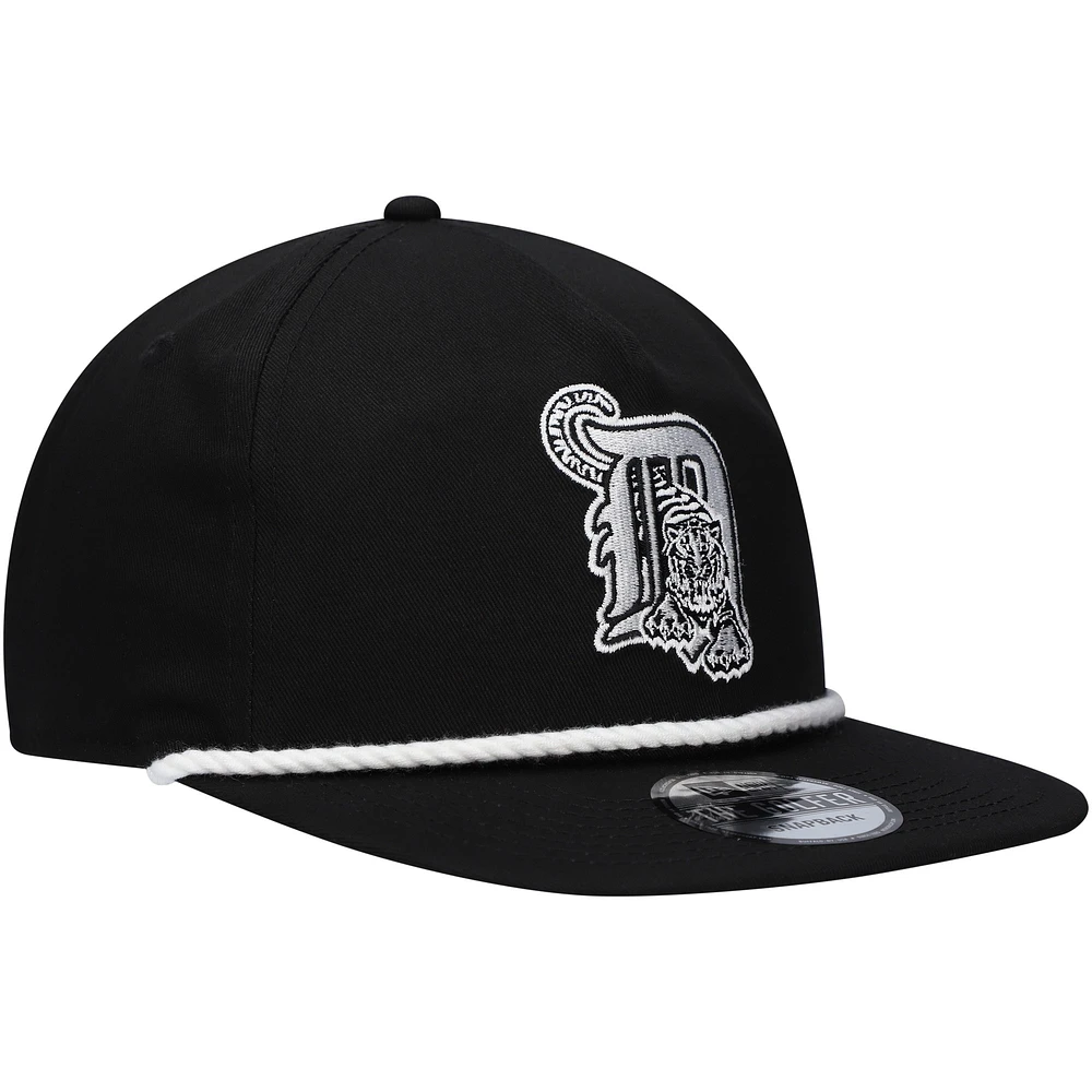 Casquette snapback de golfeur des Detroit Tigers New Era noire pour hommes