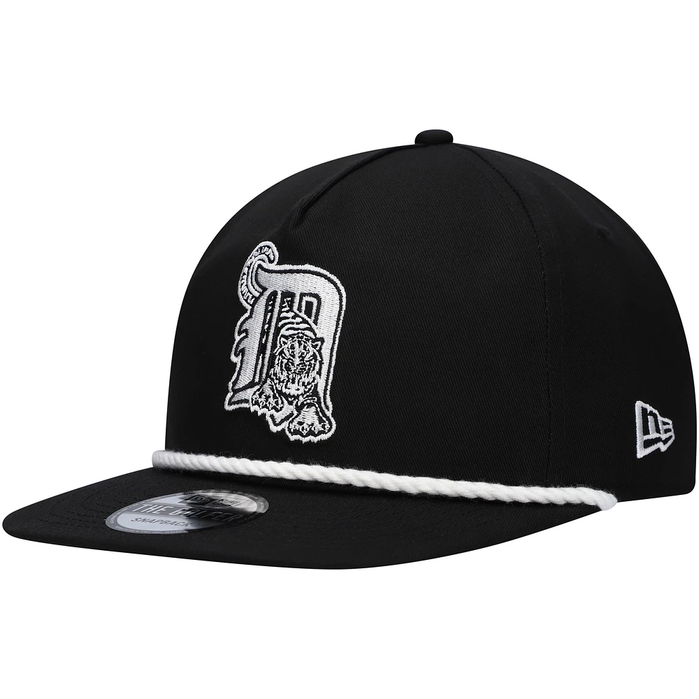 Casquette snapback de golfeur des Detroit Tigers New Era noire pour hommes