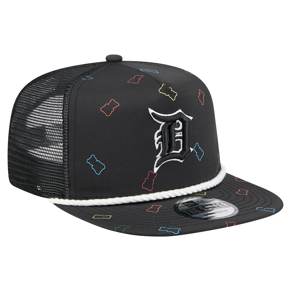 Men's New Era  Black Detroit Tigers Gummy Golfer Trucker Snapback Hat