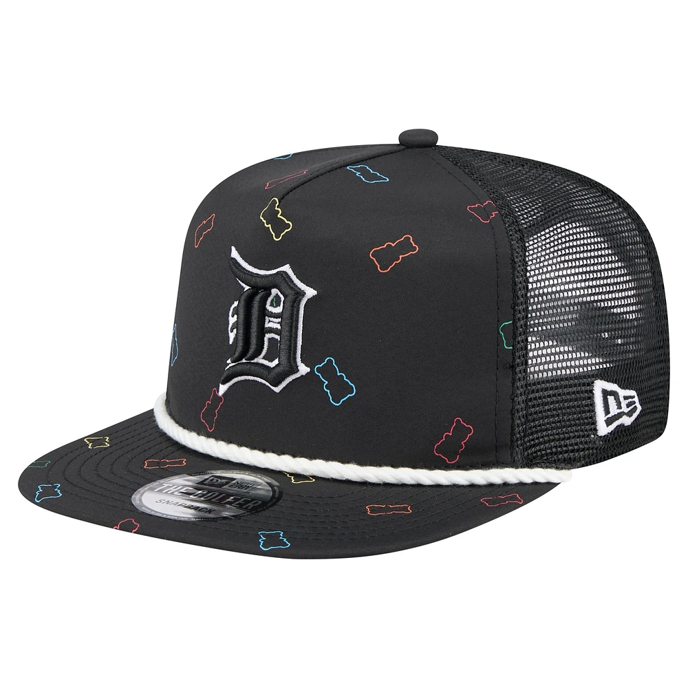 Men's New Era Black Detroit Tigers Gummy Golfer Trucker Snapback Hat