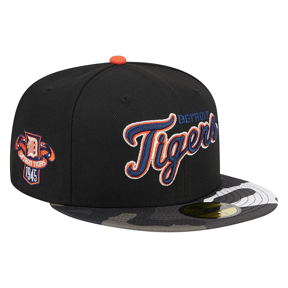 Casquette ajustée 59FIFTY noire à motif camouflage métallisé des Detroit Tigers New Era pour hommes