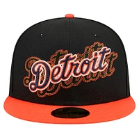 Men's New Era Black Detroit Tigers Shadow Stitch 59FIFTY Fitted Hat