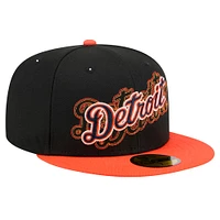 Men's New Era Black Detroit Tigers Shadow Stitch 59FIFTY Fitted Hat