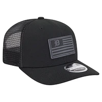 Casquette extensible à bouton-pression New Era 9SEVENTY noire pour homme, motif drapeau ton sur ton des Tigers de Detroit