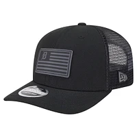 Casquette extensible à bouton-pression New Era 9SEVENTY noire pour homme, motif drapeau ton sur ton des Tigers de Detroit