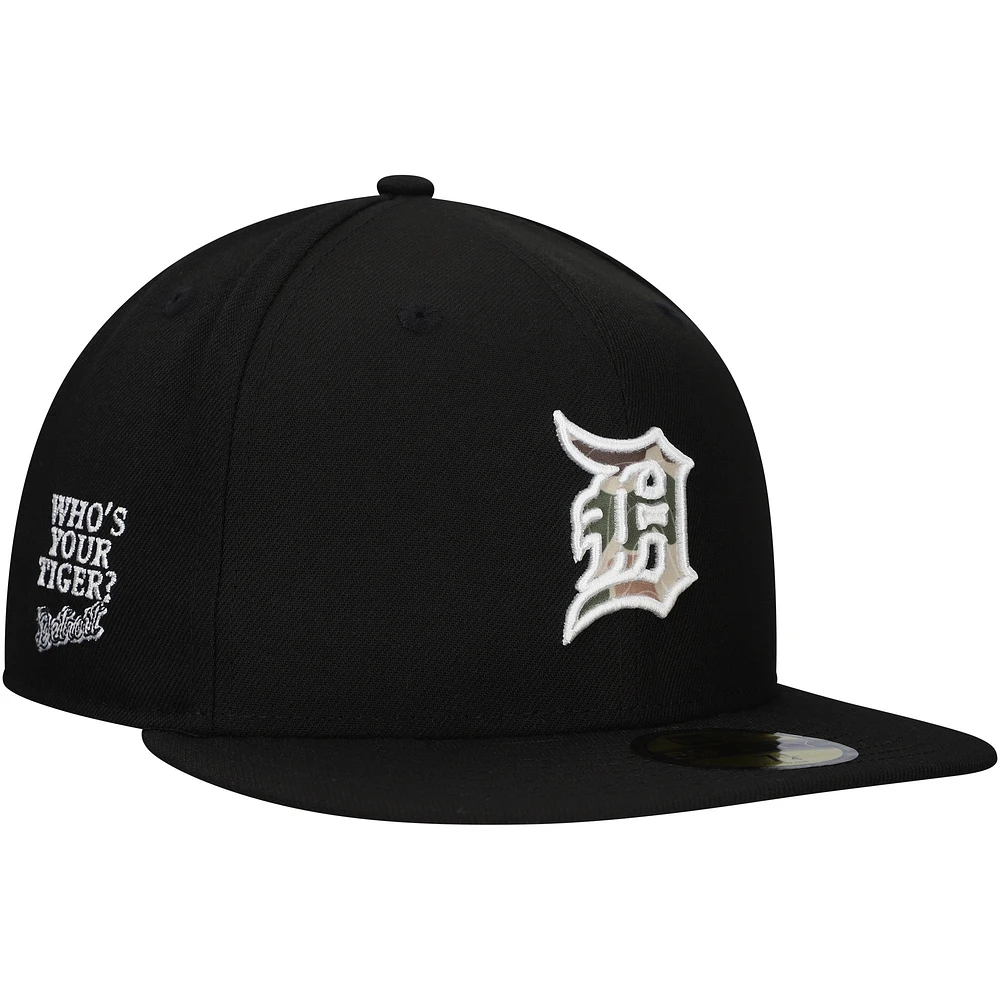 Casquette ajustée 59FIFTY noire pour hommes des Detroit Tigers Troop Chant Camo Undervisor New Era