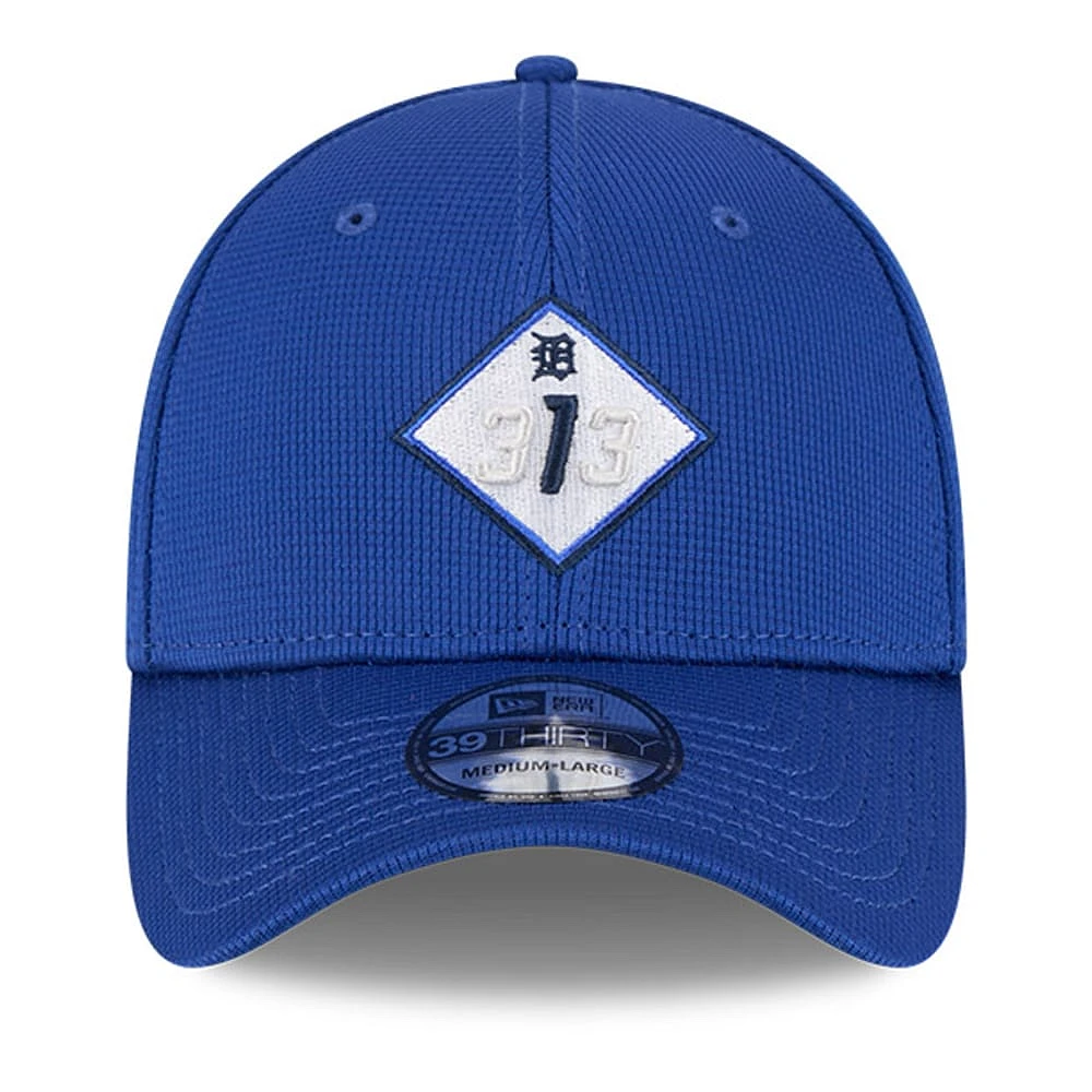 Casquette d'entraînement au bâton 39THIRTY Flex City Connect bleue des Detroit Tigers de New Era pour homme