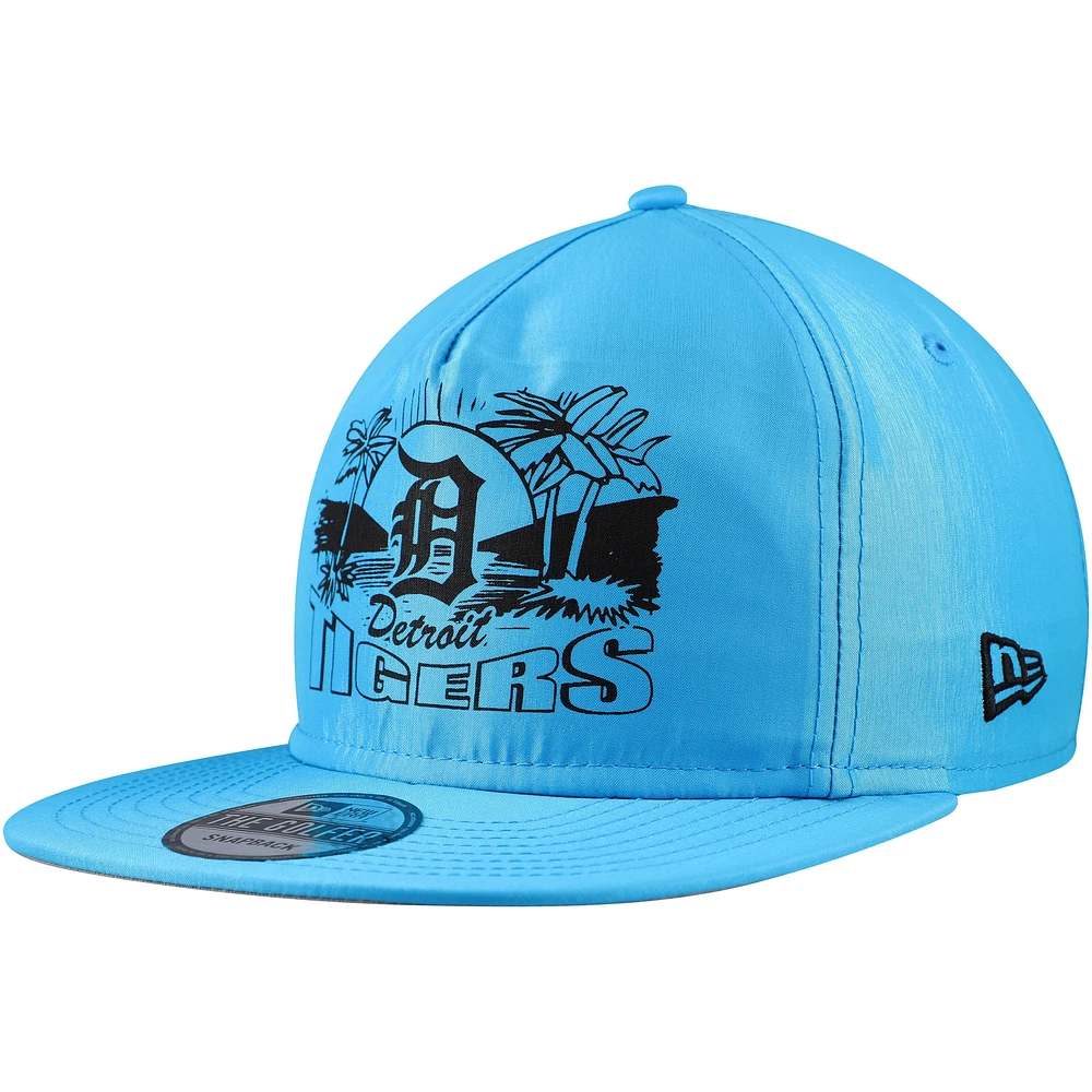 Casquette Snapback de golfeur néon des Detroit Tigers New Era bleue pour hommes