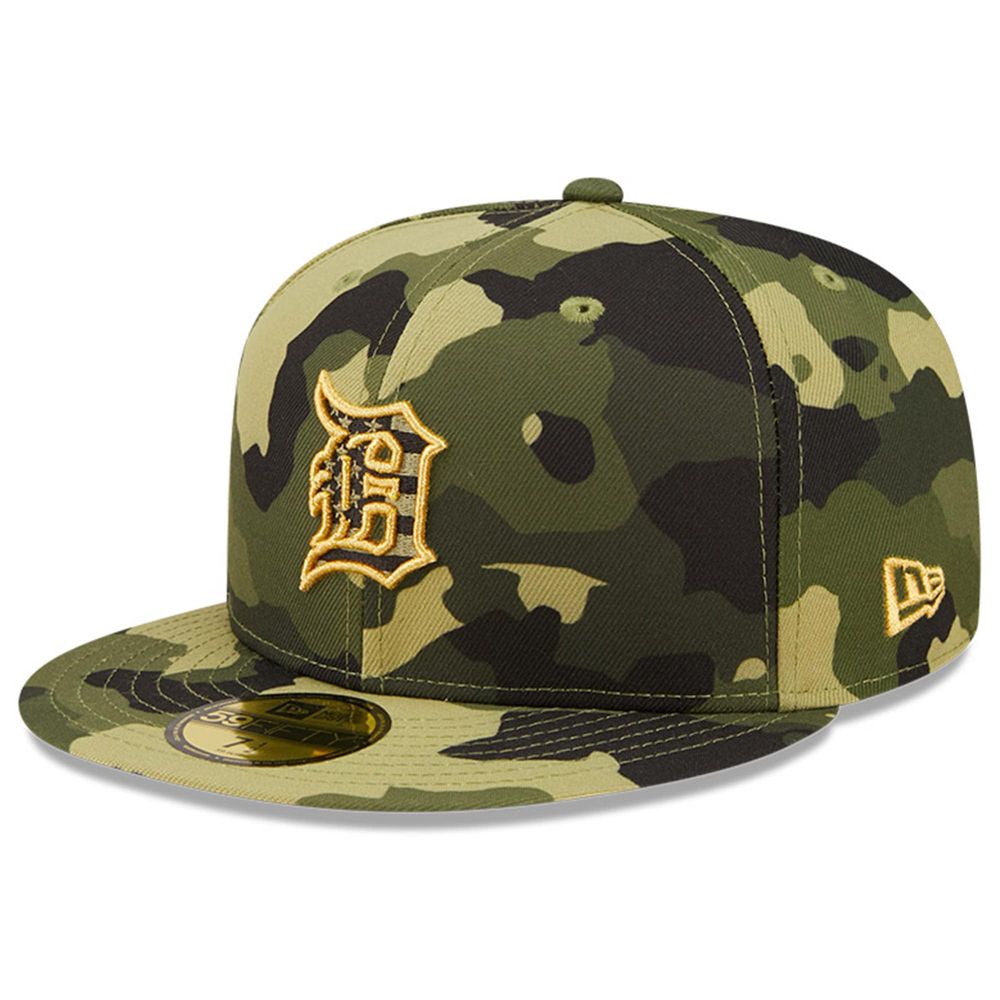 Men's New Era Camo Detroit Tigers 2022 Armed Forces Day On-Field 59FIFTY Fitted Hat