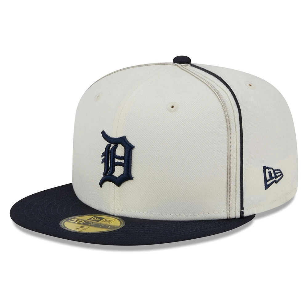 Casquette ajustée 59FIFTY Chrome Sutash des Detroit Tigers New Era pour homme, crème/bleu marine