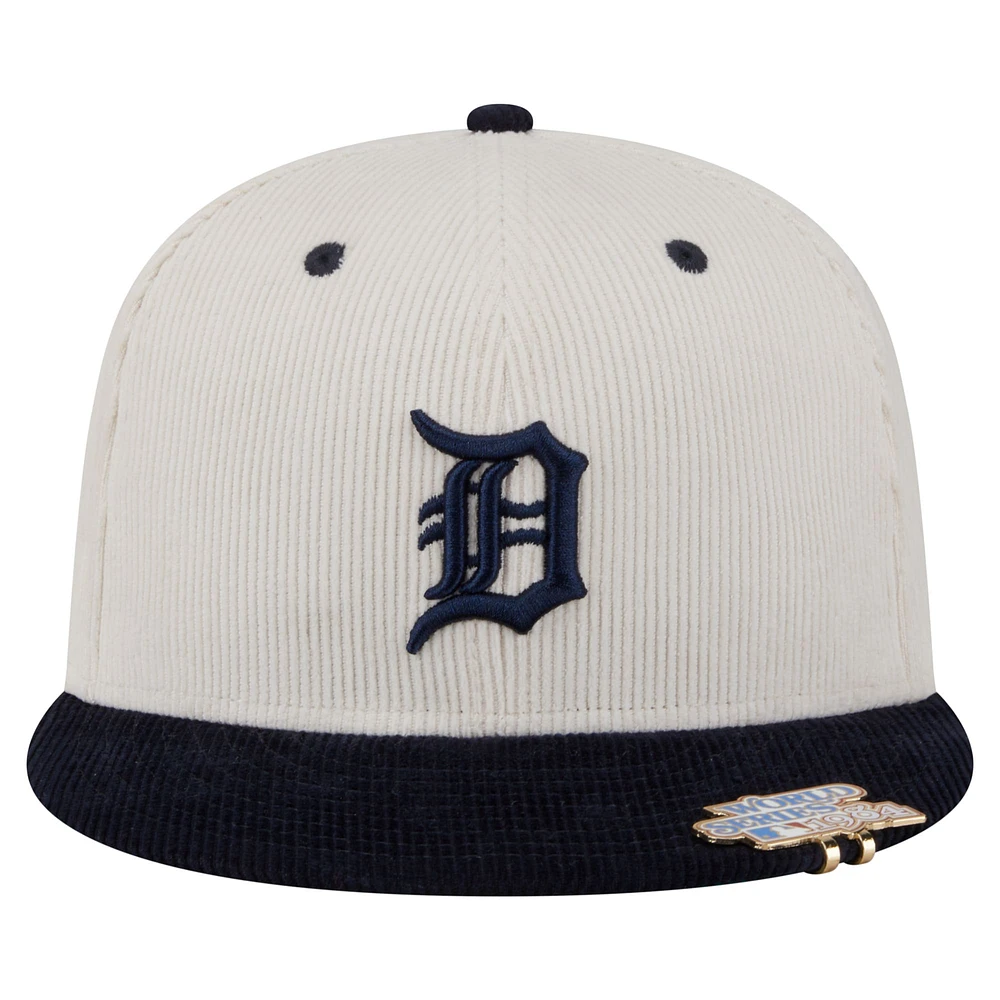 Men's New Era Cream/Navy Detroit Tigers Two-Tone Corduroy 59FIFTY Fitted Hat