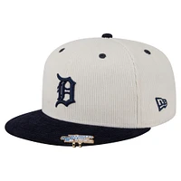 Men's New Era Cream/Navy Detroit Tigers Two-Tone Corduroy 59FIFTY Fitted Hat