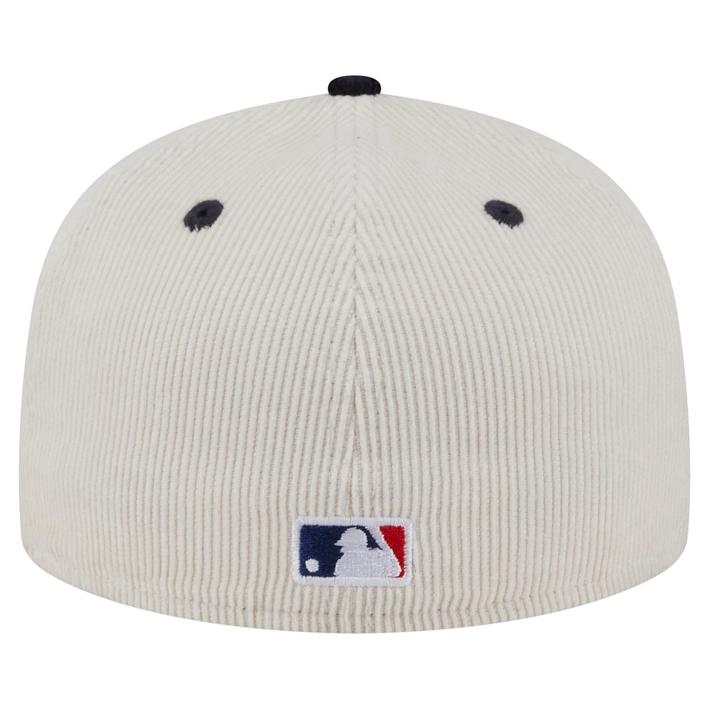 Men's New Era Cream/Navy Detroit Tigers Two-Tone Corduroy 59FIFTY Fitted Hat