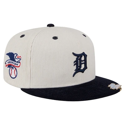 Men's New Era Cream/Navy Detroit Tigers Two-Tone Corduroy 59FIFTY Fitted Hat