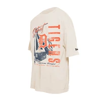T-shirt surdimensionné à imprimé rétro Detroit Tigers Cooperstown Collection pour homme New Era, couleur crème
