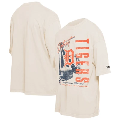 T-shirt surdimensionné à imprimé rétro Detroit Tigers Cooperstown Collection pour homme New Era, couleur crème