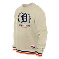 Men's New Era Cream Detroit Tigers Throwback Pullover Sweatshirt