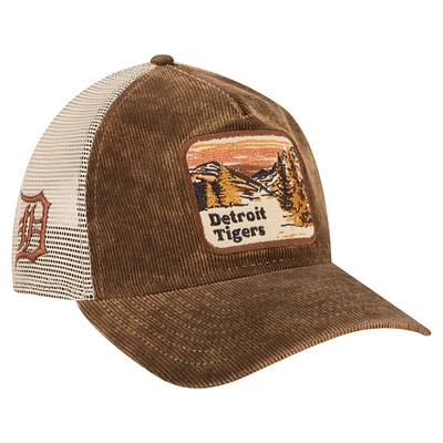 Casquette camionneur ajustable New Era marron foncé Detroit Tigers Vintage Landscape 9TWENTY A-Frame pour homme