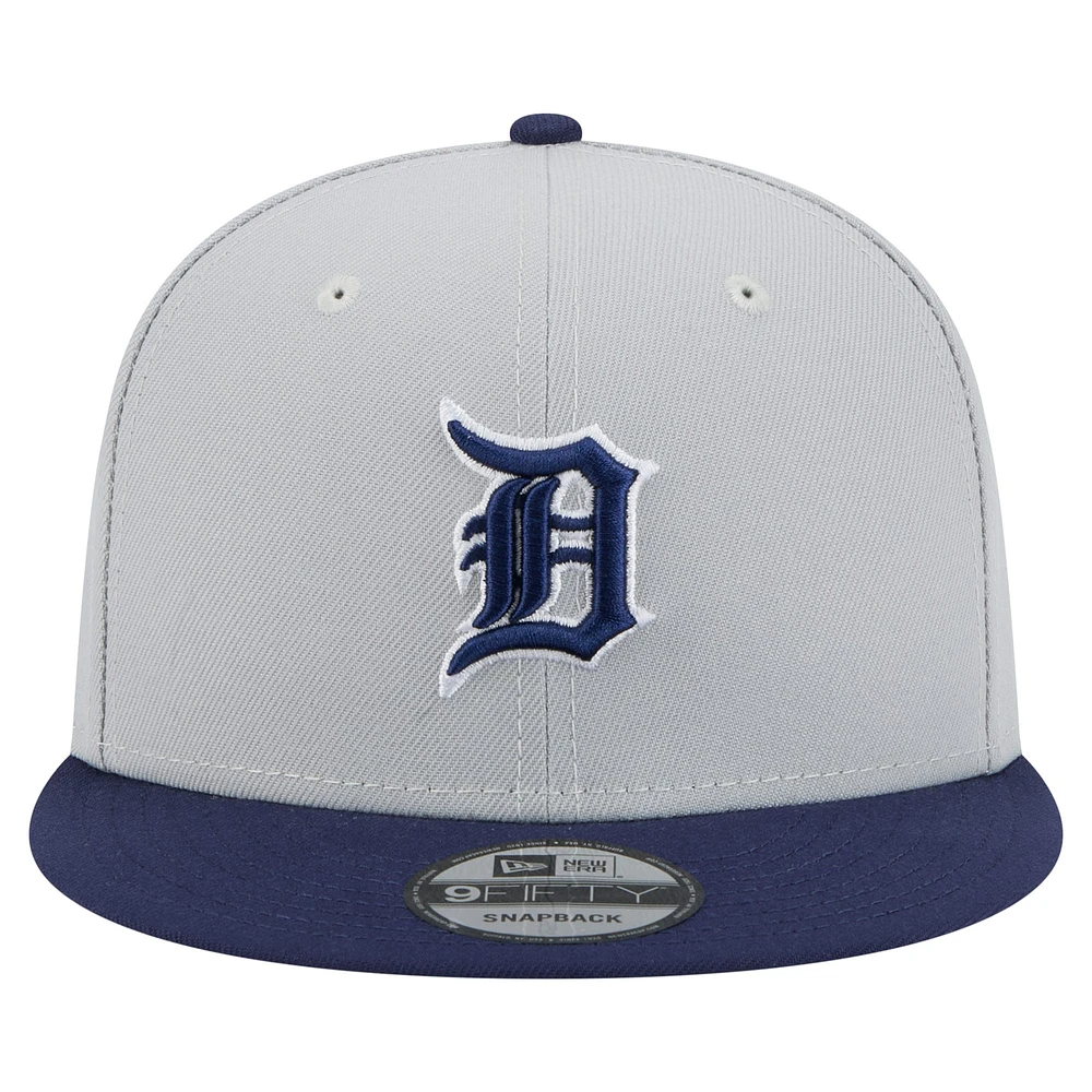 Casquette snapback 9FIFTY bicolore gris/bleu marine des Detroit Tigers de New Era pour homme