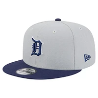 Casquette snapback 9FIFTY bicolore gris/bleu marine des Detroit Tigers de New Era pour homme