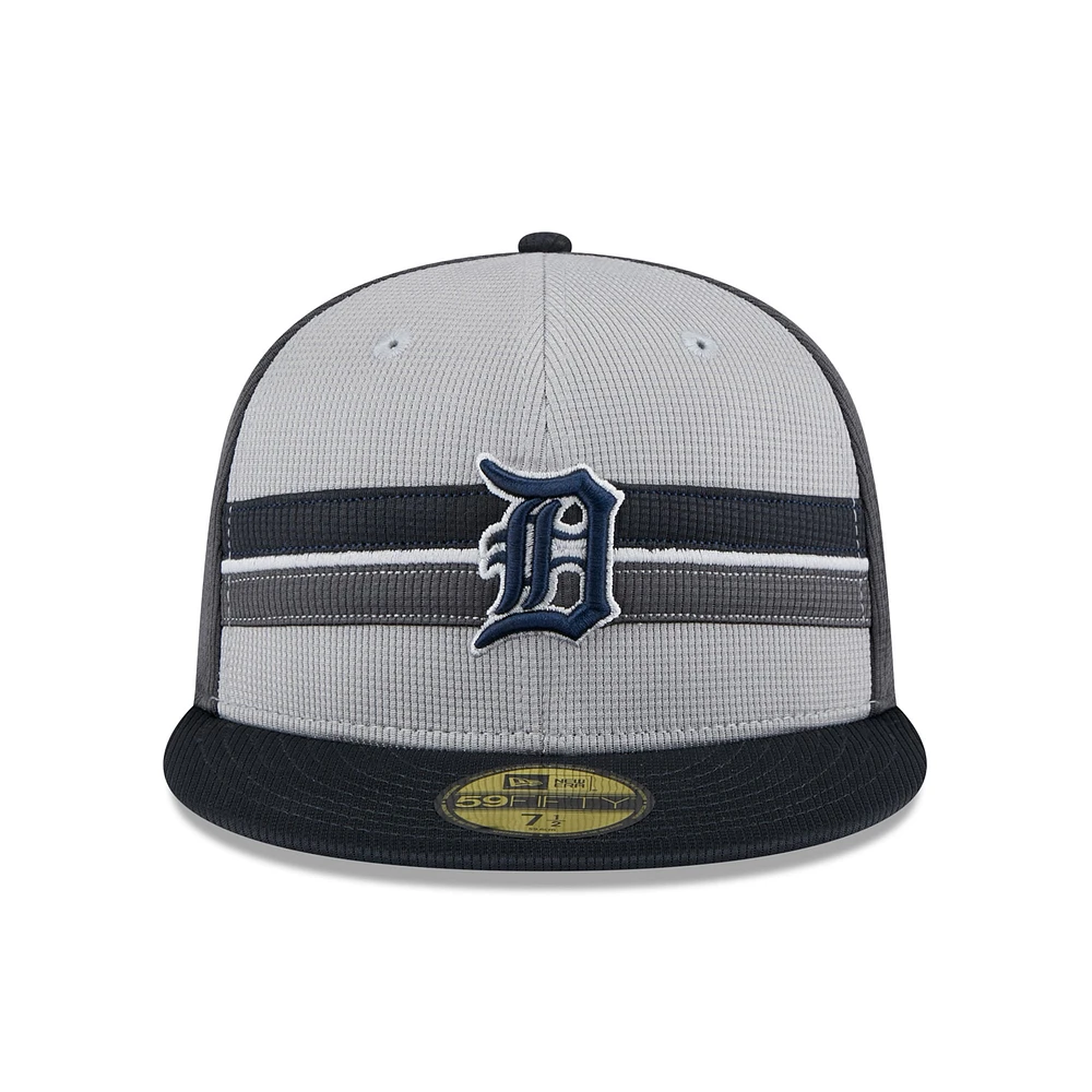 Men's New Era  Gray/Navy Detroit Tigers 2025 Batting Practice 59FIFTY Fitted Hat