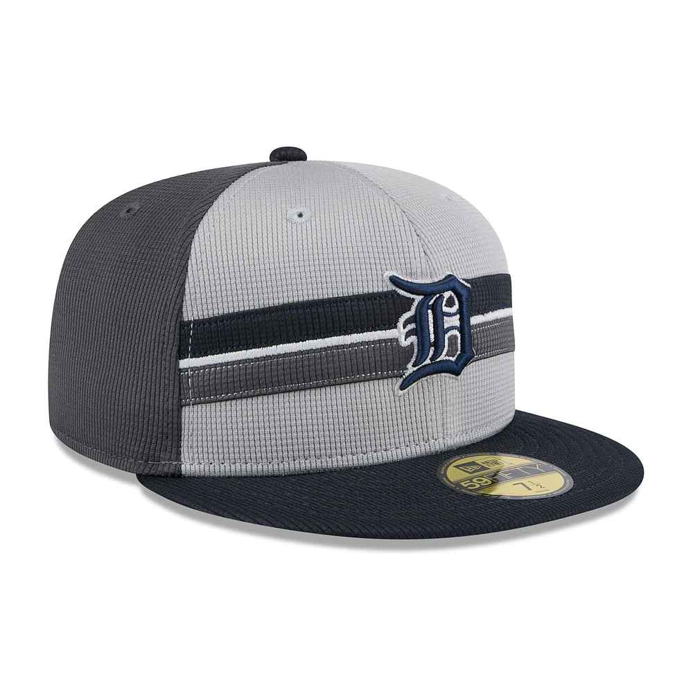 Men's New Era  Gray/Navy Detroit Tigers 2025 Batting Practice 59FIFTY Fitted Hat