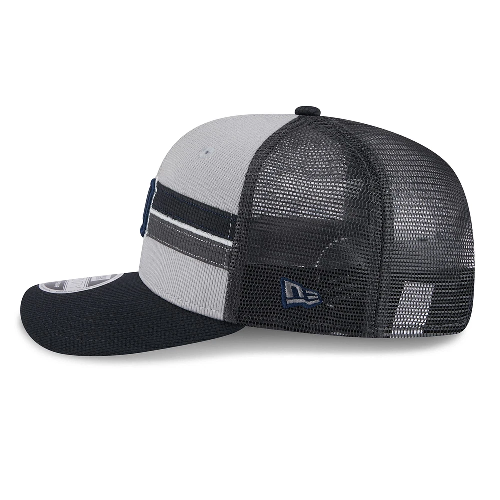 Men's New Era Gray/Navy Detroit Tigers 2025 Batting Practice 9SEVENTY Stretch-Snap Trucker Hat